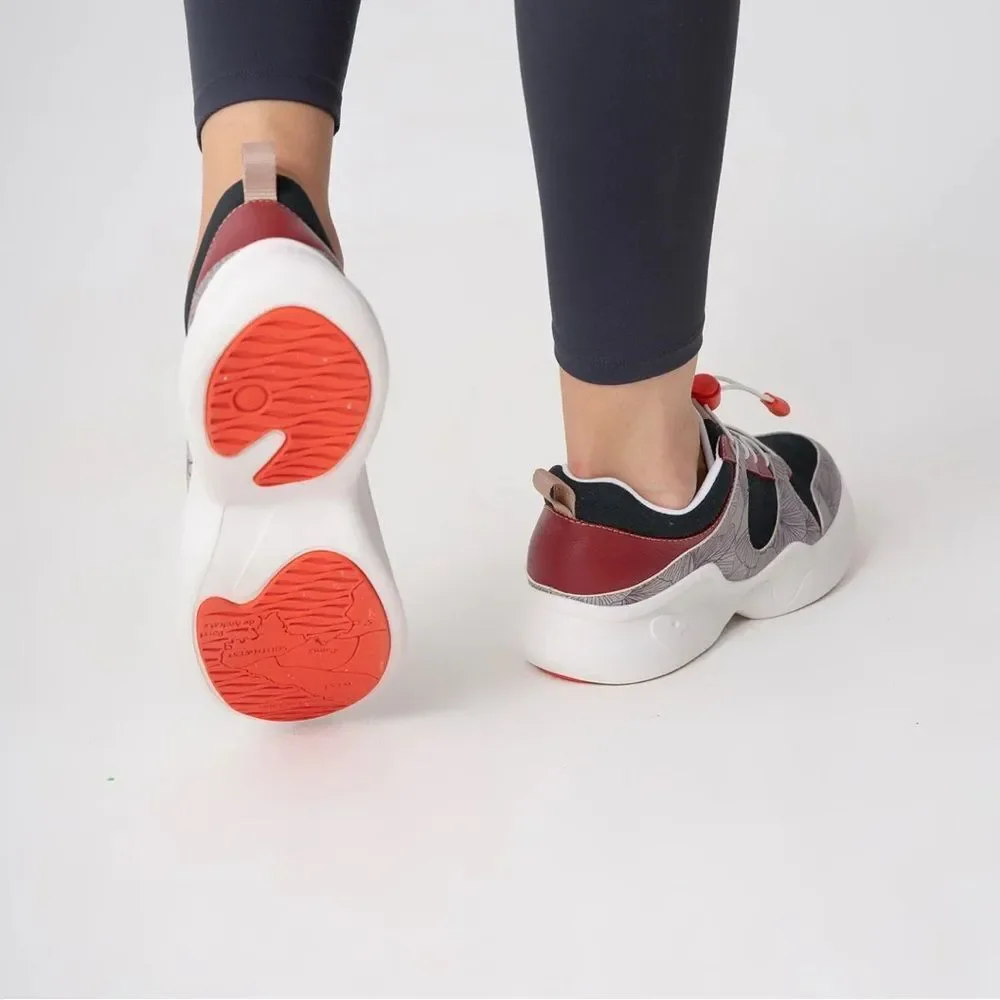 UIN Women's Chunky Sneakers Walking Casual Shoes (Fall-Dark Red )New No Box